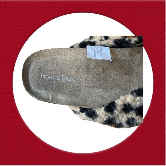 Leopard Print Sherpa Slides Sandals Treasure & Bond Size 8 - Picture 8 of 9